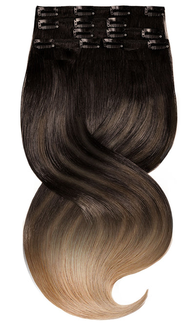 CLIP IN OMBRÉ BALAYAGE BRUN CHOCOLAT FONCE BRUN CLAIR CARAMEL