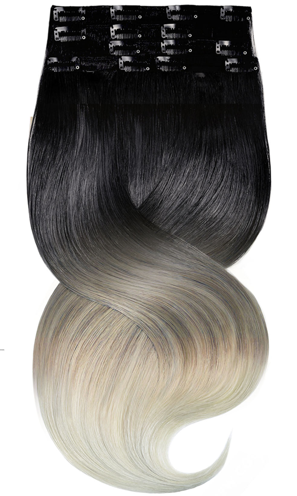 Extensions à Clips Noir & Blond Argenté
