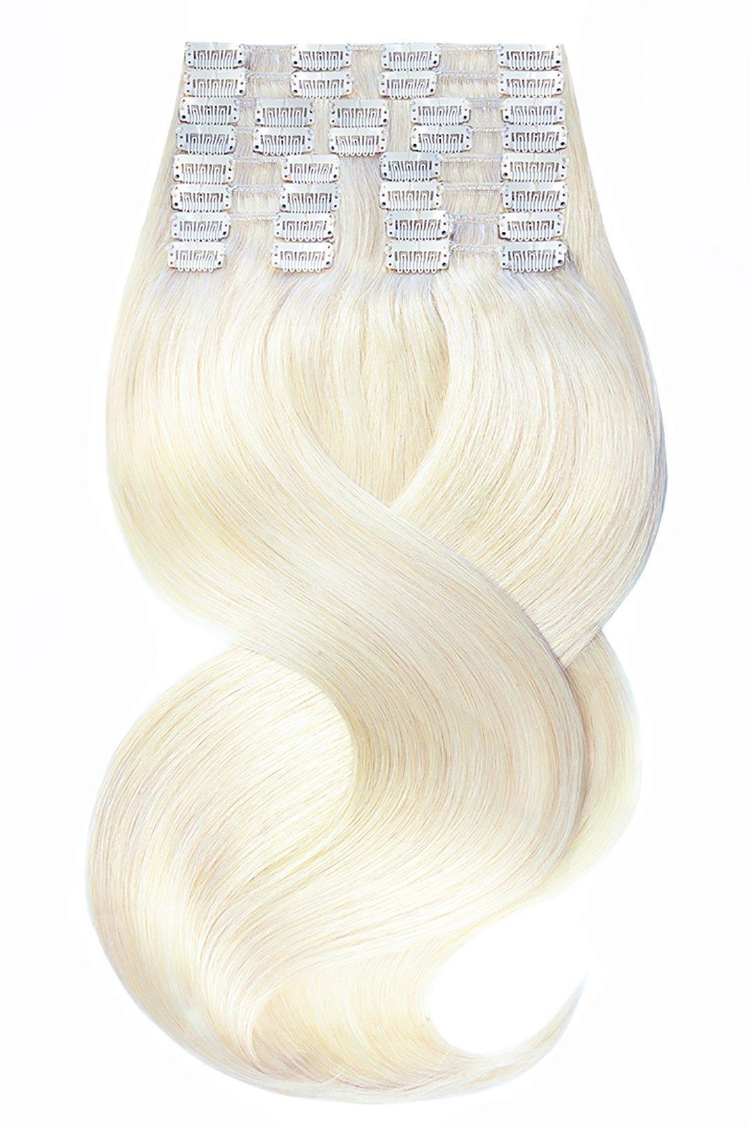 Extension de Cheveux a Clip Naturel Blond Platine