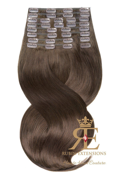 Extension de Cheveux a Clip Naturel Châtain Foncé