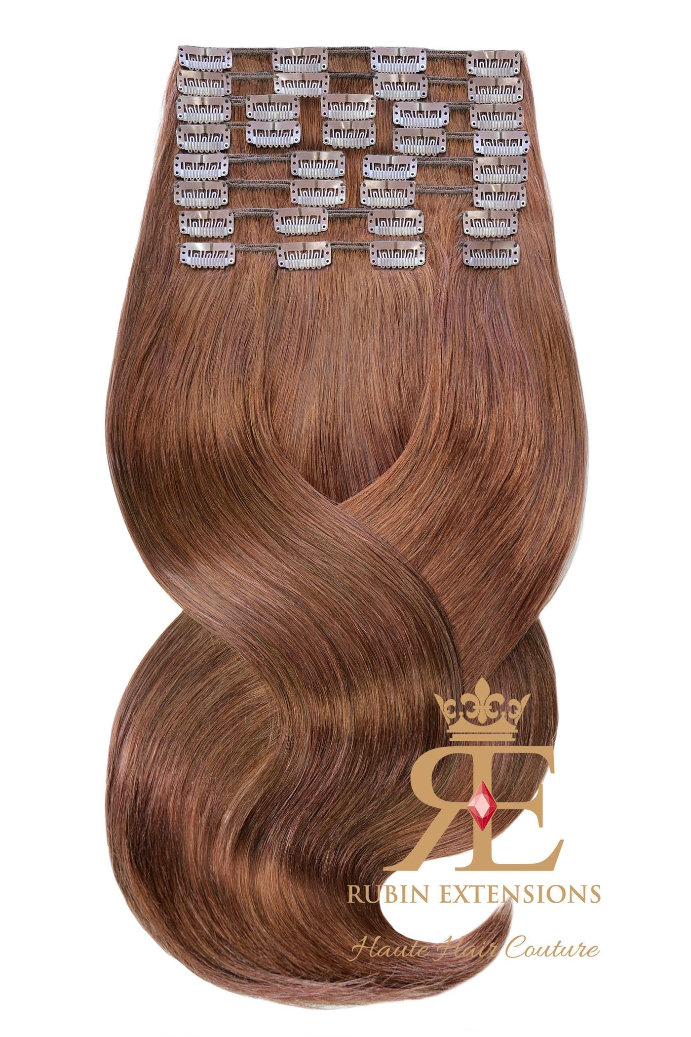 Extension de Cheveux a Clip Naturel Brun Acajou