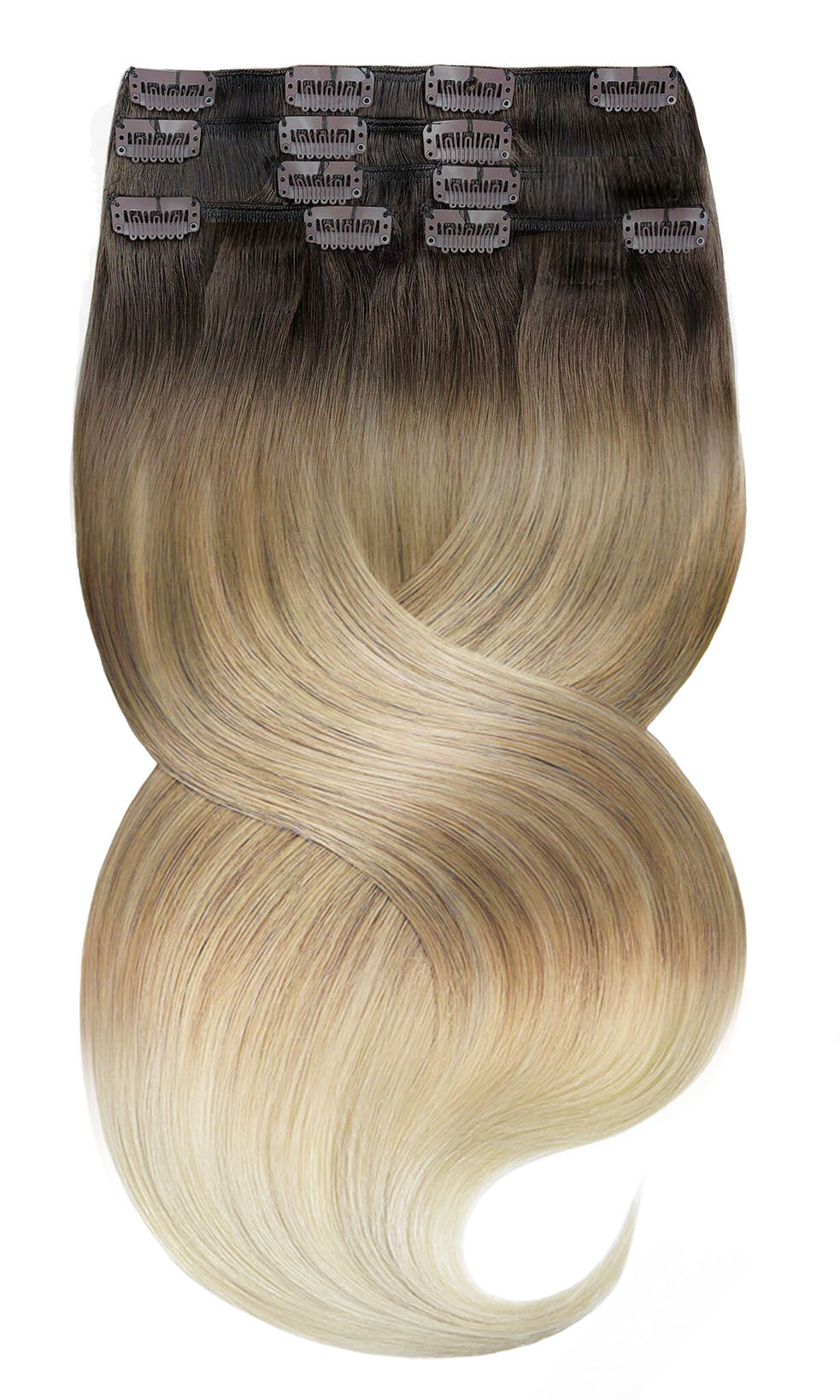 Extensions à Clips, Brun Chocolat Foncé & Blond Clair