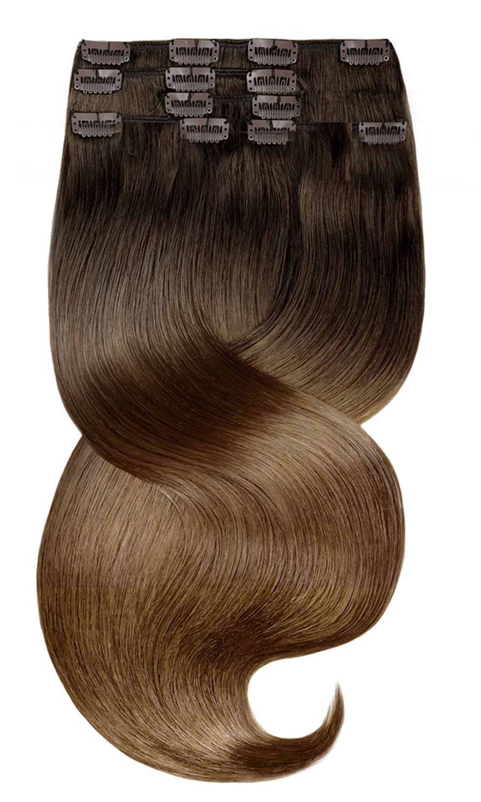 Extensions à Clips Brun Chocolat Foncé & Brun Doré Naturel