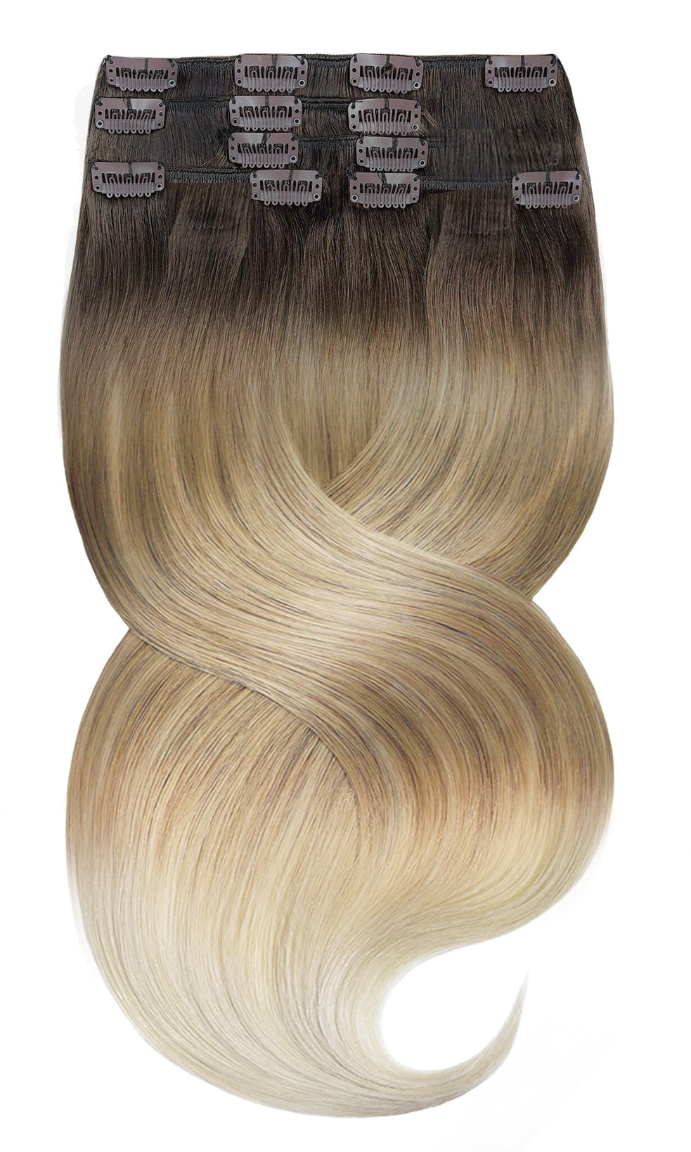 Extensions à Clips Brun Chocolat Foncé & Blond Platine