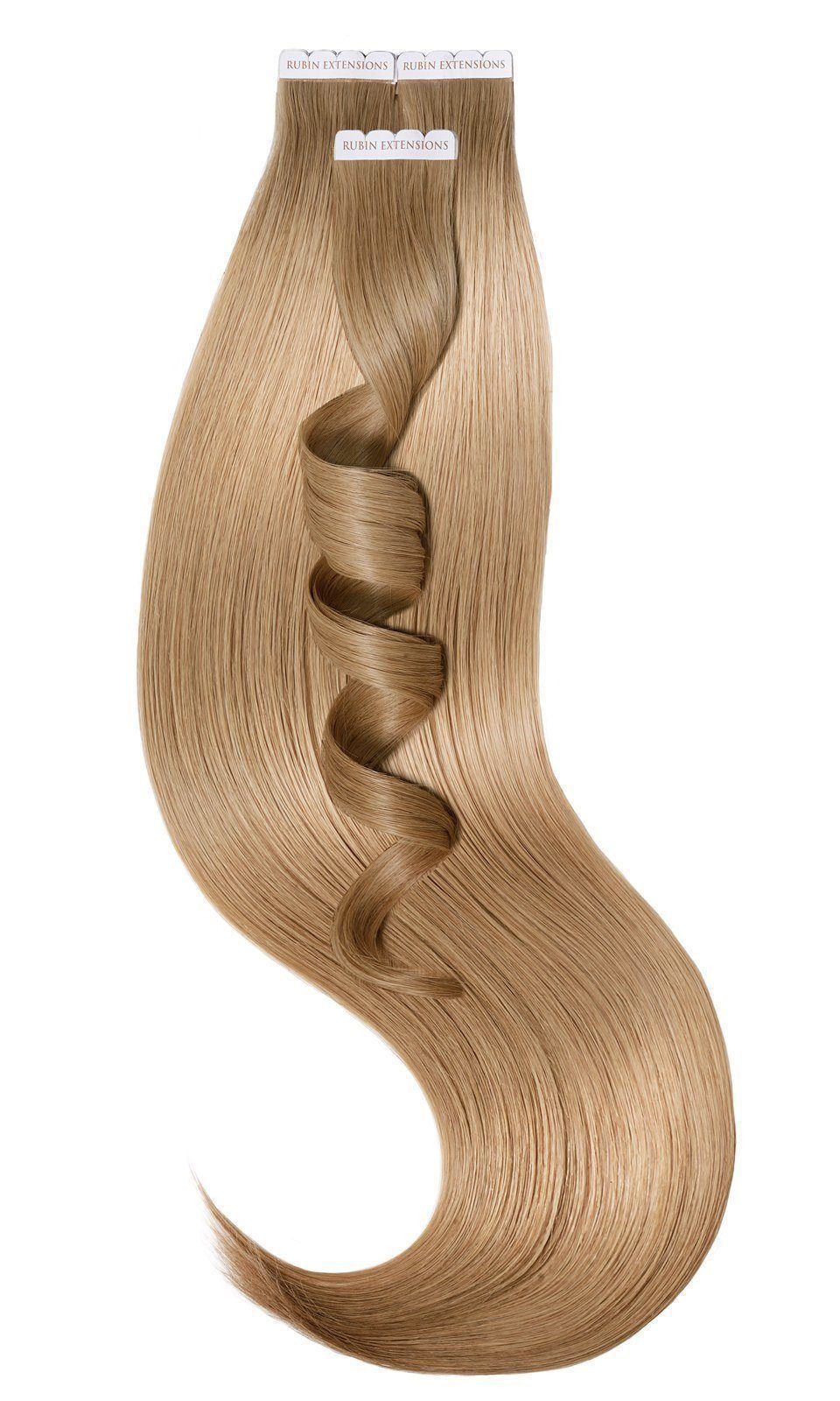 Extensions adhésives de cheveux couleur brun clair caramel
