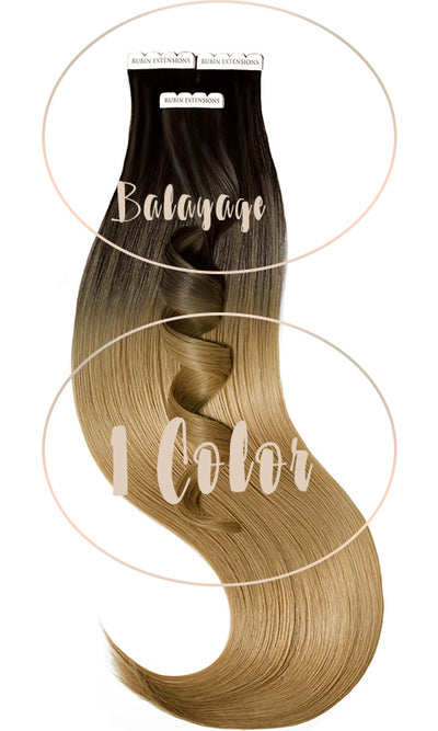 Extensions Adhésives - Tape-in Extensions Brun-Noir & Brun Clair Caramel