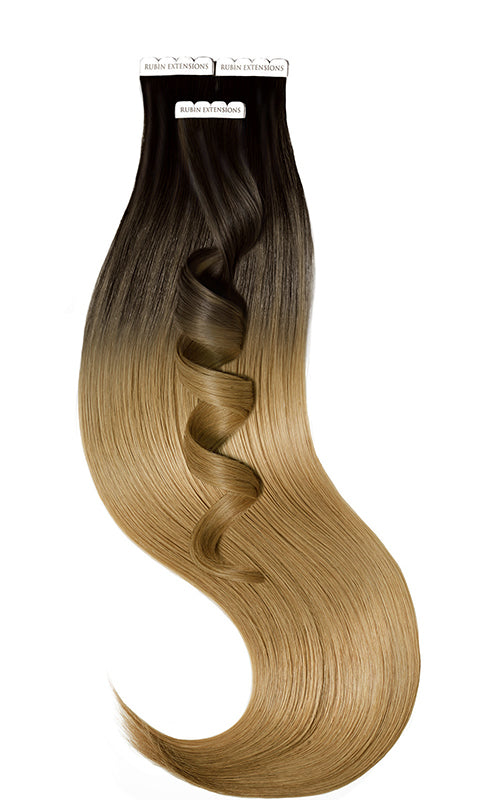Extensions Adhésives - Tape-in Extensions Brun-Noir & Brun Clair Caramel