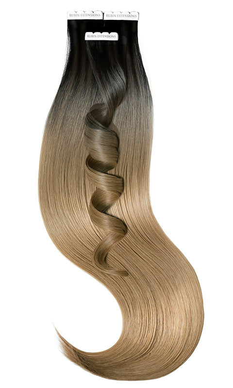 Extensions Adhésives - Tape-in Extensions, Schwarz & Cool Brown