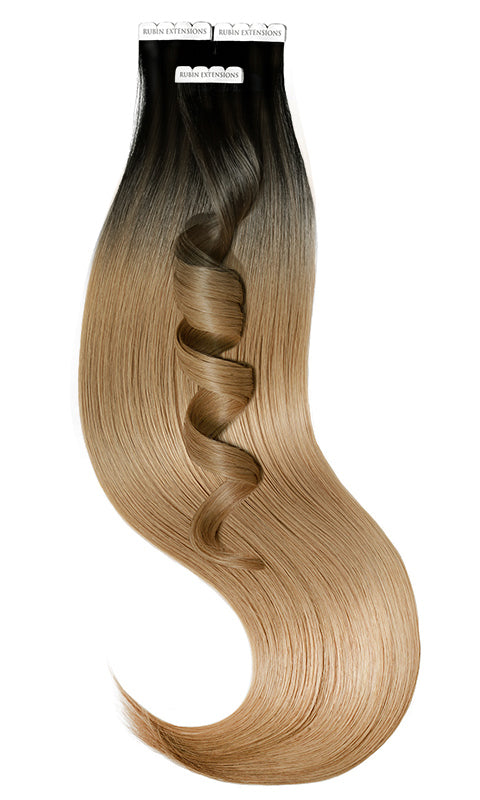 Extensions Adhésives - Tape-in Extensions Schwarz & Hellbraun-Karamell