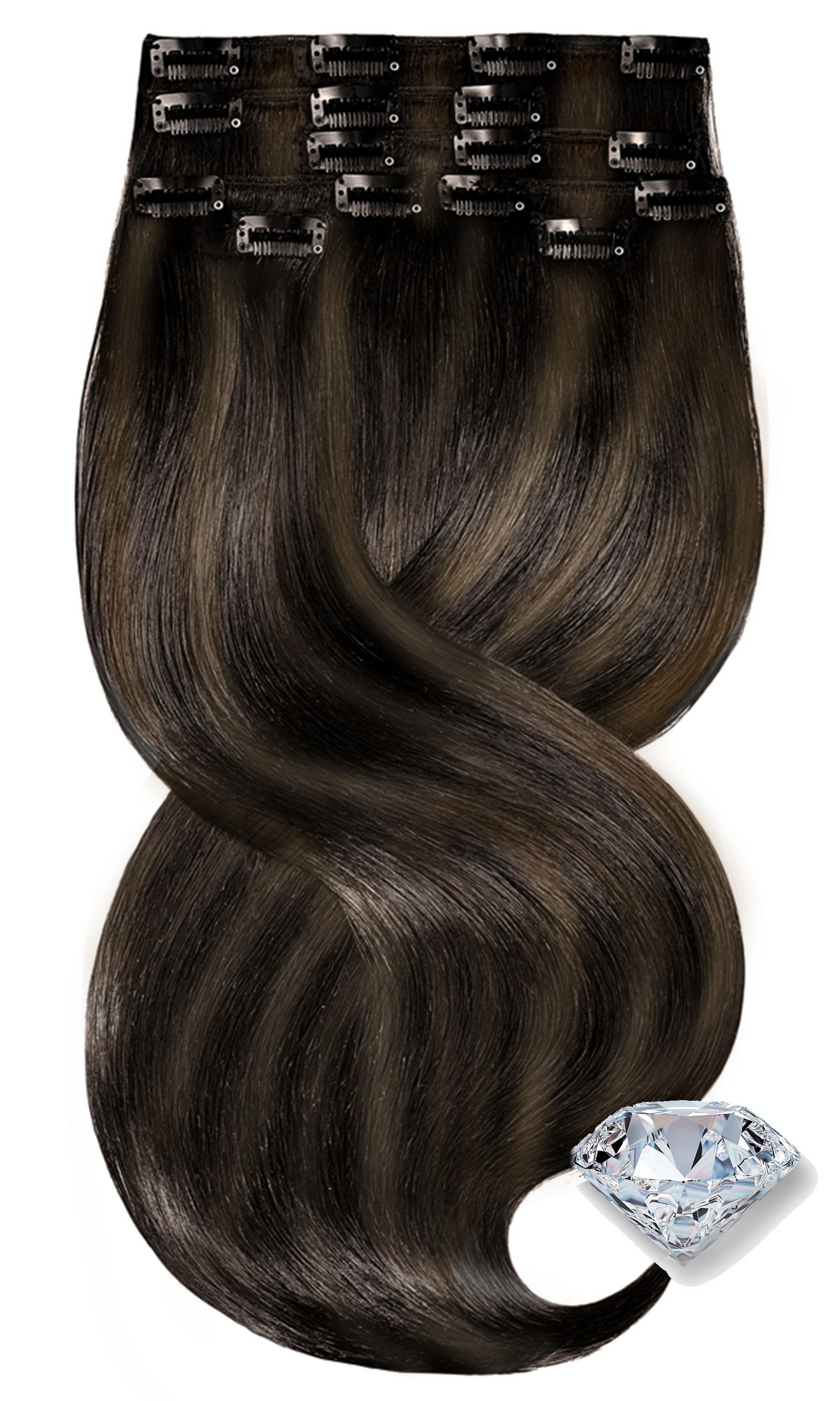 Extensions à Clips Diamonds Line Noir & Brun Doré Naturel