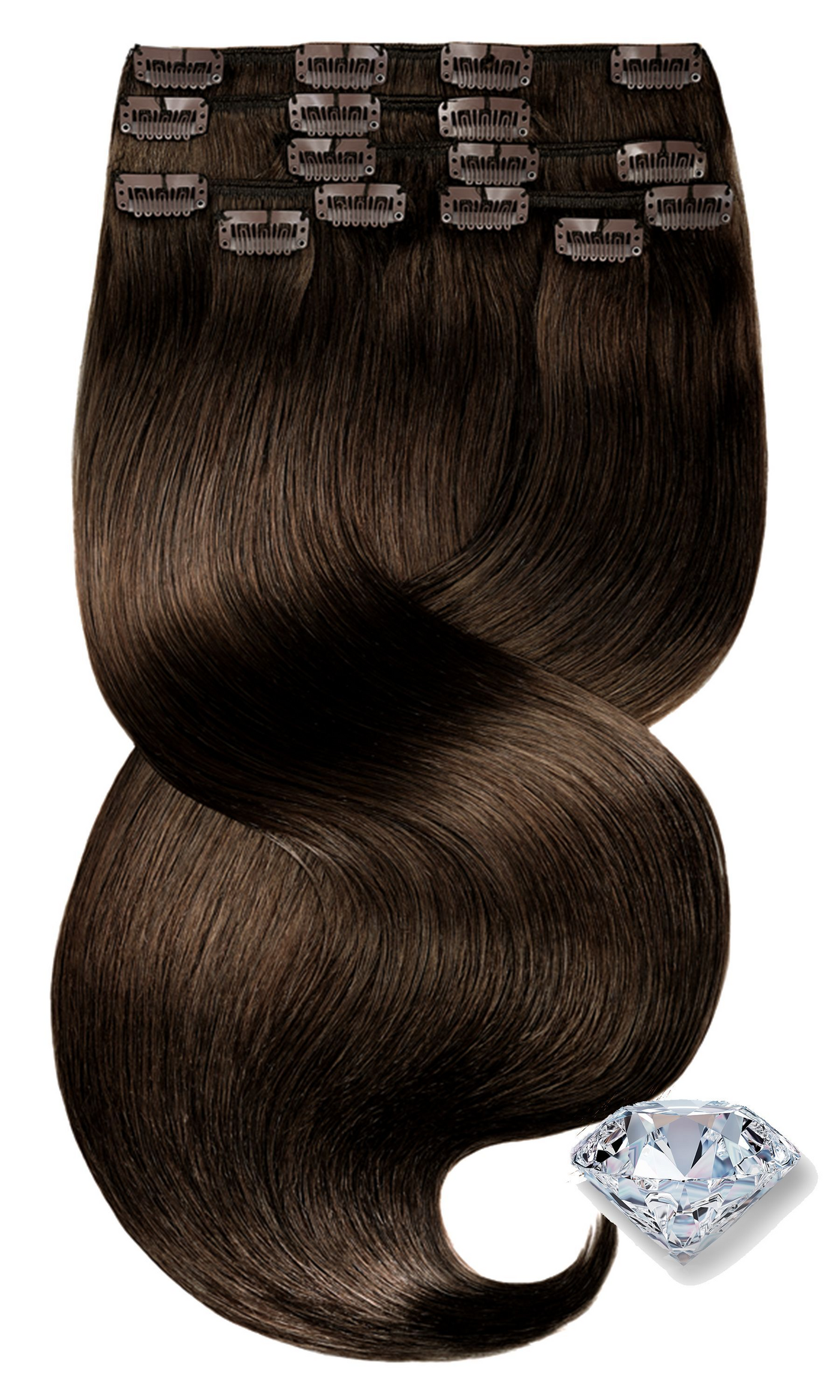 Extensions à Clips Diamonds Line Brun Chocolat Foncé