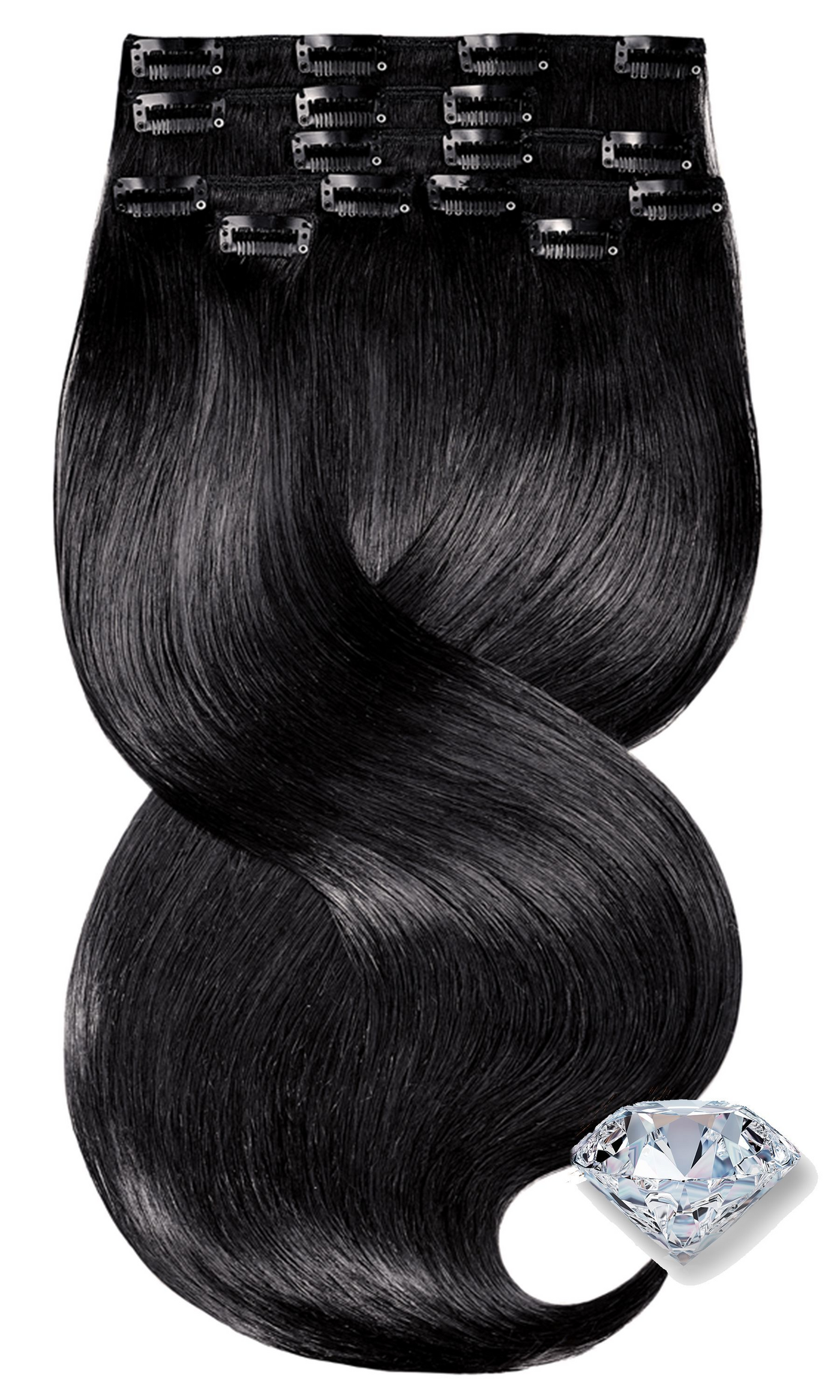 Extensions à Clips Diamonds Line Noir